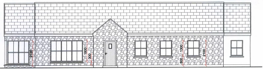 Scanned front elevation drawing.