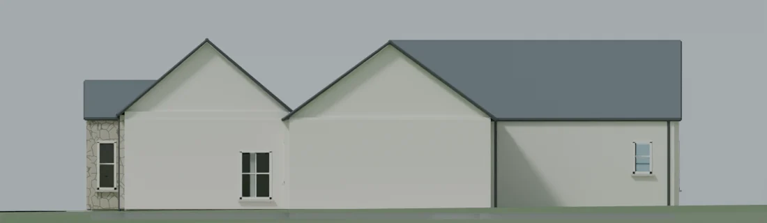 East side elevation render.