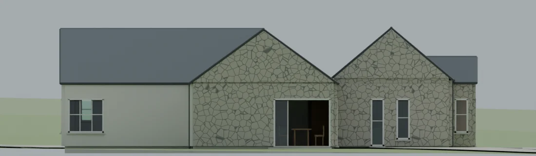 West side elevation render.